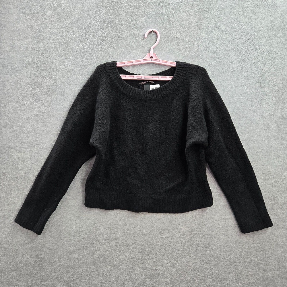 Victoria's Secret Women Sweater Medium Black Cropped Long Sleeve Pullover